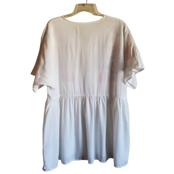 Shein Curve Floral Embroidered Peplum Cottage Core White Blouse 2XL - Picture 3 of 12